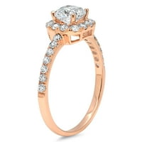 1. CT Princess Cut originalni kultivirani dijamant SI1-si G-H 18K Rose Gold Halo Obećaj Vjenčanje Izjava