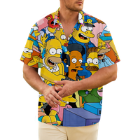 Fnyko muškarci i dječaci Havajske košulje Simpsonovi ispisani opušteni-fit casual majica s kratkim rukavima na havajsku majicu Fahion košulja poklon za dečko muža