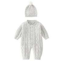 Baby pleteni kombinezon za romper pamuk s dugim rukavima Džemper duks za bebe Splice ROMper šešir Površina