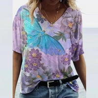 Ženske bluze i vrhovi Dressy Fashion Casual Plus size Scenic Cvijeće Štampanje V-izrez T-majice TOP