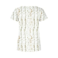 Mikilon Ženska modna štampana casual okrugla vrata s kratkim rukavima labava majica za bluze na vrhu