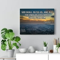 Zidovi pisma Bog će nas blagosloviti Psalam 67: Biblijski stih platna Christian Wall Art Spremna za