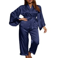 Sprifallbaby Women Pijamas Set Elegant Dugi rukav V izrez Robe + hlače Set LoungeWer