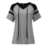 Putničke majice za žene siva moda Žene plus veličine kratkih rukava rukav rukav čipka up majica zavoja