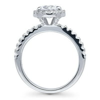 Rodijumski pozlaćeni sterling srebrni okrugli kubični cirkonijski CZ HALO Obećaj vjenčani prsten za venčanje 1. CTW veličina 6.5