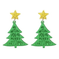 Wendunide ukrasi, božićne minđuše crtani slatki dizajn Božićne minđuše božićne stablo naušnice zelene