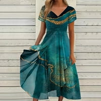 Huaai žene Ljetne haljine Ženska šifonska ručna haljina Ležerne prilike modni pleteni patchwork ženska