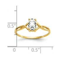 14k bijeli Topaz pingstone Prsten u 14K žutom zlatu - veličine 7