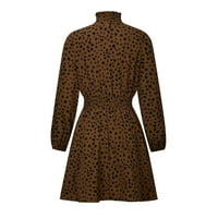Voncos mini haljine za žene na klirensu - modni jesen zimski dugi rukav okrugli vrat tiskani visokog