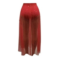 Ljetne haljine Ležerne prilike Crvene žene u Sheer mrežicom GALAXY Print Line Maxi Suknja L