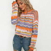 Dolish Pad, Zimski kardigan džemperi za žene, plus, prevelizirani, topli, narandžasti, modni ženski tiskani dugi O-izrezni rukav u stilu, labavi džemperi
