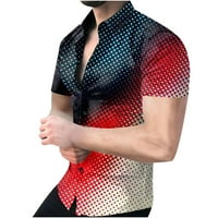 Muške vrhove Lapl dugme 3D Print Casual Slim Fit Short rukav višebojni majica Streetwear Multi-Color