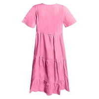 Mini haljine za žene V-izrez asimetrični cvjetni tisak kratkih rukava Soild Color Šifon nepravilna hamba