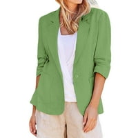 Kaputi za žensku modu skretanje na ovratniku Tromjena rukav casual cardigan bluza zelena xl