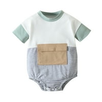 Unise Baby Onegeie Odjeća s kratkim rukavima Patchwork Color Rompers Bodysuits sa džepom Toddler Slatka