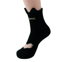 Heiheiup žene modne koralne čarape mačke srednje cijev tople čarape crtani zadebljanje čarapa za spavanje