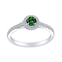 Carat simulirani smaragdni i bijeli prirodni dijamantski halo klasterski zaručni prsten u 14K čvrstog