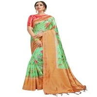 Sarees za žene Banarasi Art Silk Digital Print Sari sa Zarim Resham Woven Grub - indijski poklon saree