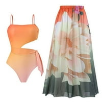 Ženski kupaći kostimi + prikrivanje dva vintage print monokini s dva tanka set bikinis set