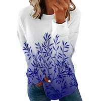 Jiyugala majice za žene zimski pad plus veličine dugih rukava okrugli vrat modni policajsko strujanje Stripe Side Split Thins Ležerne vrhove