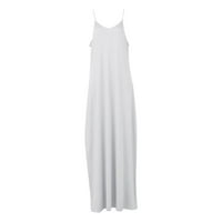 Ženske haljine čvrsta dužina gležnja maxi bez rukava ležerna ljetna haljina bijela 2xl