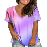 Sexy Dance Casual majice kratkih rukava za žene Tie Dye V-izrez tunika Bluza na plaži Ležerne prilike