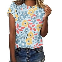 Ženske vrhove Dressy Ležerne prilike Floralne majice Summer Loose kratki rukav Crew Crt Slim Funt Comfy Ženske bluze