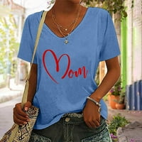 USMIXI slatki vrhovi za žene mama slovo Ispis V-izrez kratkih rukava s majicama Summer Majkov dan Loop Fit Comfy majice Bluze Blue S Clearence ispod 5 USD