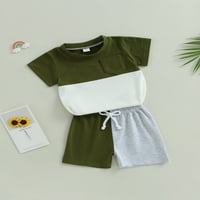 Amiliee Toddler Boy Outfit set kratkih rukava kontrastna majica i kratke hlače za bebe