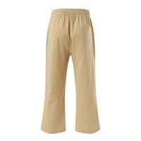Posteljine hlače za žene Ljeto Visoko struk široki noga labavi palanzo pantalone casual plaže Trendi paza sa dva džepa smeđa XXL
