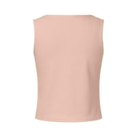 Ženske vrhove rezervoara bez rukava kratka bluza Spring Summer Scoop vrat Knit bez rukava za vježbanje
