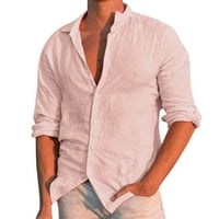 Polo majice za muškarce muško ljeto pamučno posteljina čvrstog casual plus veličine labave majice, okreću