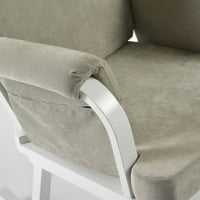 Stolica za ljuljanja, moderna stolica za ljuljanje s pokretnim jastukom, udobna stolica za ljuljanje slobodno sredstvo za čitanje stolica sa drvenom bazom za dnevnu sobu spavaću sobu, bijela + siva