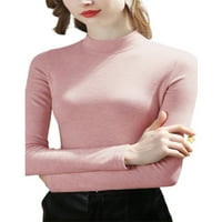 Cindysus dame majica Crew izrez TEE FLEECE obložen pulover casual zimska obična bluza ružičasta 3xl