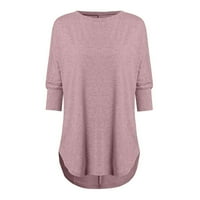 Ženski vrhovi čvrsti plus veličine nepravilna dukserica labava pulover bluza ružičasta 4xl