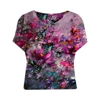 Ljetni vrhovi za žene Trendy Boho Plus Veličina ljeto kratkih rukava 3D pulover za ispis Labava majica