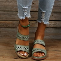 Sandale za žene Ljeto Čvrsta boja kliznu na casual otvorenim nožnim klinovi mekane donje prozračne sandale za žene zelene veličine 7,5