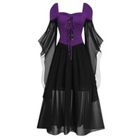 Mrigtriles se usuđuju nositi renesansnu haljinu četvorke čipke duge haljine Gothic Witchy ženska haljina