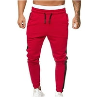 Muški casual sport pantalone plus veličina boja blok patchwork elastična struka navlaka ravne dukseve