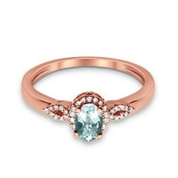 10k ovalni dijamantni prsten .59cts zlatni plavi topaz žene vjenčani angažman veličine 10