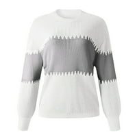 Saodimallsu ženske boje blok pletena džemper dugih rukava Crewneck Laroobradjaj džumbani pulover vrhove