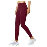 Joga pantalone sa džepovima za žene Ležerne prilike pune boje visoke struk Yoga hlače Tummy Control