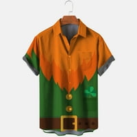 Labavine majice za muškarce St. Patrickov dan Shamrocks Ispis Grafička majica za blubu za bluzu Saint Patrick Ispis Jednostruka džepa košulja Narančasta S