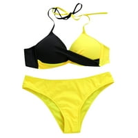 Bikini ženski podstavljeni push-up grudnjaka set kupaći odijelo za plažu Yellow XL kupaći kostimi