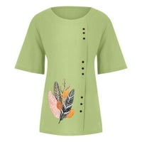 Cacomomrmark Pi Plus Veličina Ženska zazor odjeće Ženski ljetni cvjetni ispis bluza Casual Okrugli vrat Kratki rukav Labavi majica Green
