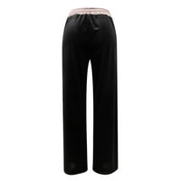 Pu Puuawkoer ženske džep u boji ravna cijev labav rastezanje joga hlače Color kontrast Solid pantalone