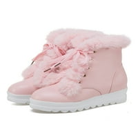 Ženska krzno zimsko snježno čizme modne klinove čizme čipke čizme za čizme za dame ružičaste 9