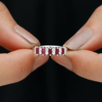 Minimalni klaster prsten za žene, laboratorija stvorila rubin i moissitni prsten, 14k bijelo zlato, SAD 5,00