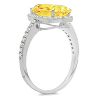 2. CT sjajan ovalni rez čist simulirani dijamant 18k bijeli zlatni halo pasijans sa accentima prsten sz 9.25