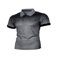Niuer Muške vrhove rever izrez Polo majica dugme T majica Atletska bluza Kratki rukav TEE duboko siva sa svijetlosivim 3XL